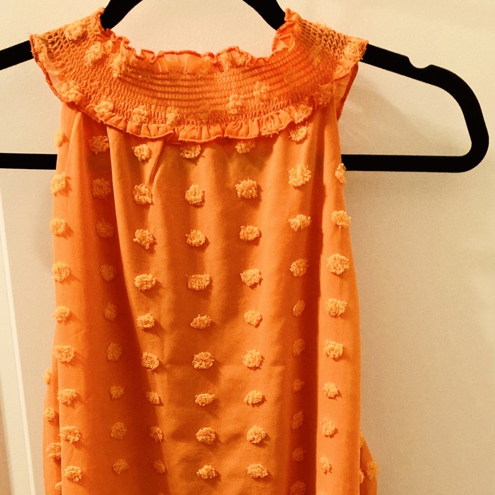 Swag Style:  LOTUS BOSS SHINE- XL orange textured halter tunic blouse